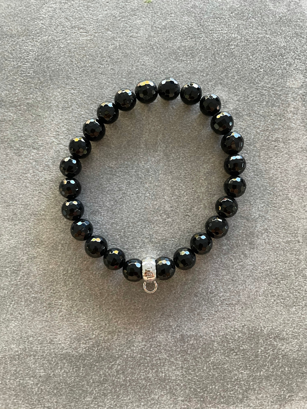GM Armband schwarzer Achat groß facettiert